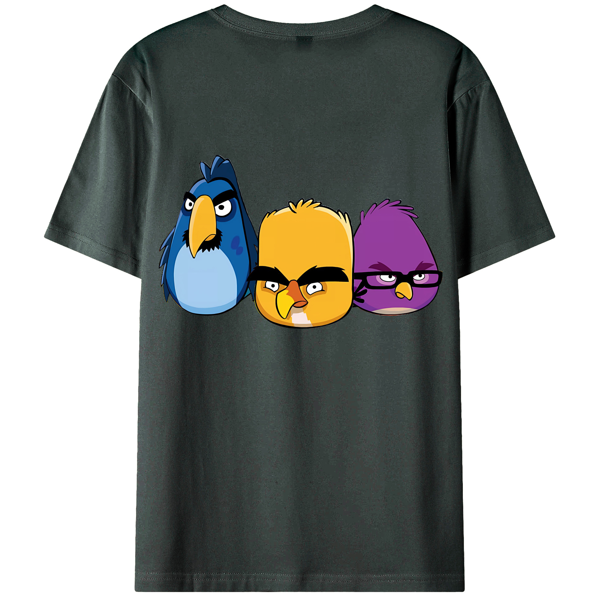 （画像用） Angry Birds アングリーバード 綿100％ メンズ半袖Tシャツ（バックプリント） 通気性